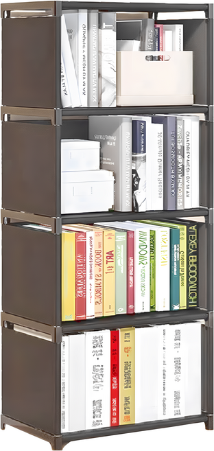 簡易組裝書櫃架 五層4格, 墨黑色, 5層