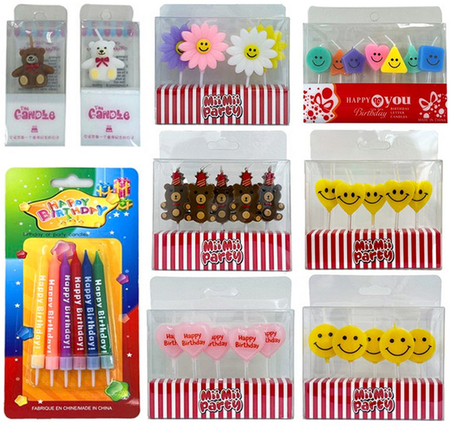 미미파티 감성 스마일 무지개 생일 파티 케이크 초 캔들 9종 세트, 혼합색상, 1세트