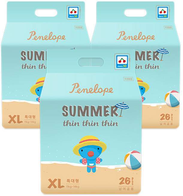 페넬로페 씬씬씬 아이스 썸머 팬티형 기저귀 공용, 5단계, 78매