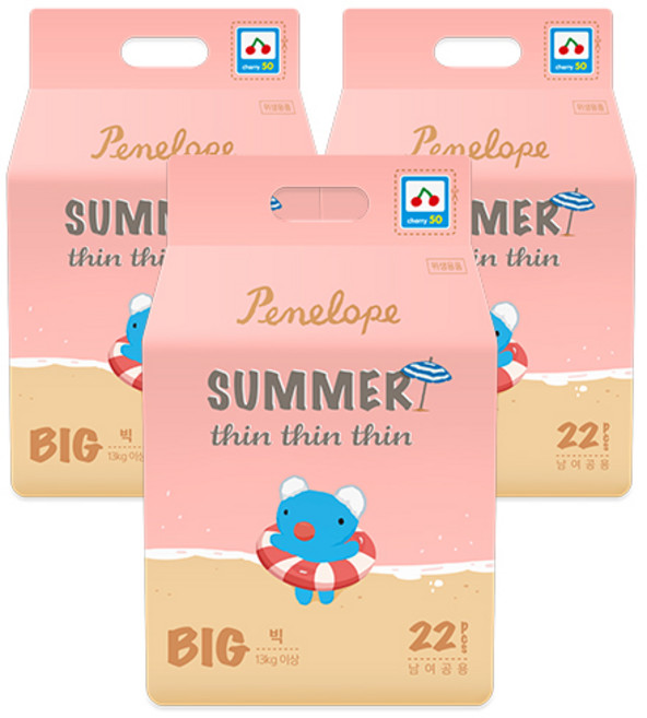 페넬로페 씬씬씬 아이스 썸머 팬티형 기저귀 공용, 6단계, 66매