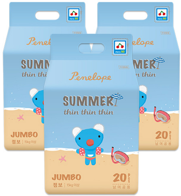 페넬로페 씬씬씬 썸머 팬티형 기저귀 남여공용, 7단계, 60매