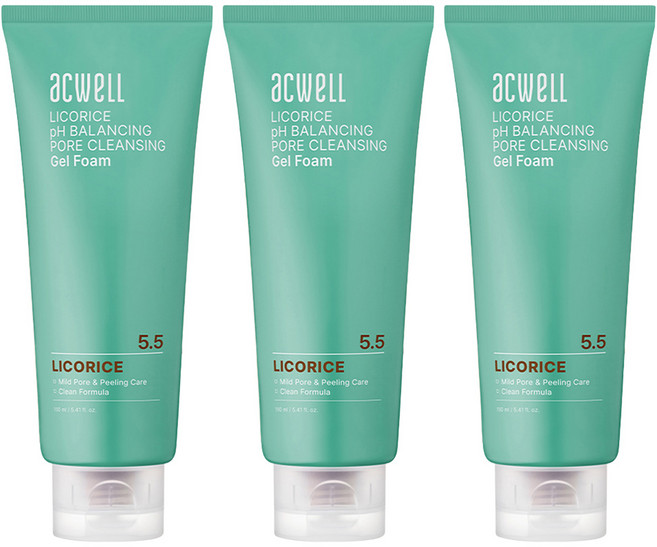 아크웰 감초수 피에이치 밸런싱 포어 클렌징 젤 폼, 160ml, 3개