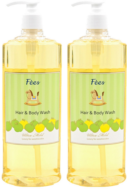 Fees BEBE 嬰兒柔護洗髮沐浴精 蘋果香, 2瓶, 600ml