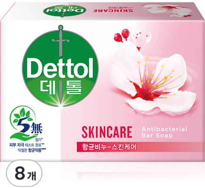데톨 스킨케어 향균비누 플로럴향, 100g, 8개