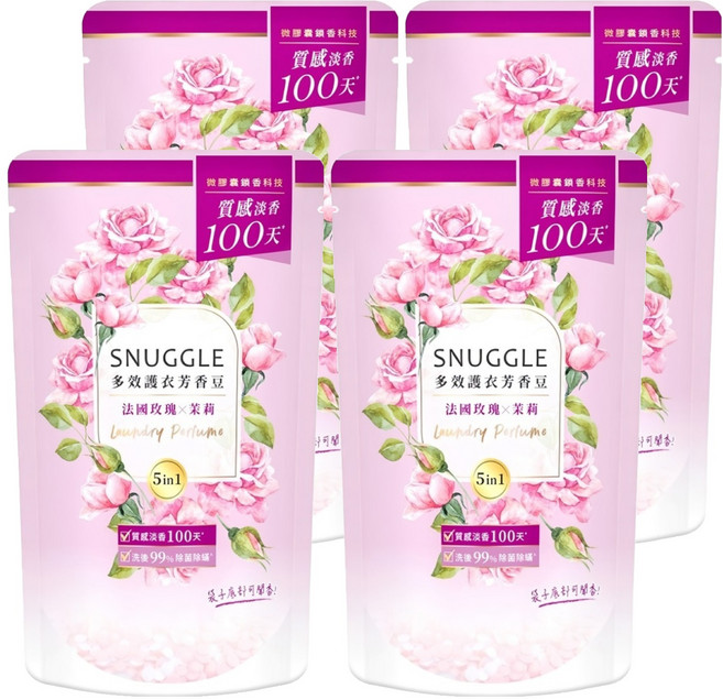 Snuggle 熊寶貝 芳香豆 補充包 法國玫瑰 + 茉莉, 300ml, 4包