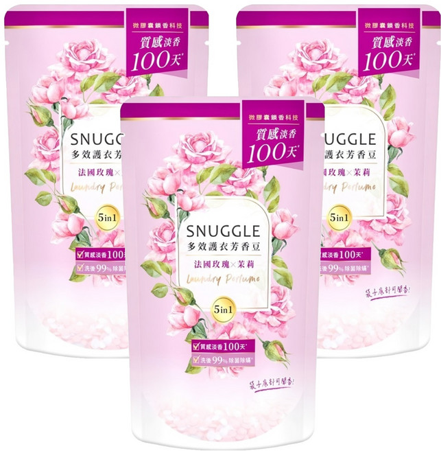 Snuggle 熊寶貝 芳香豆 補充包 法國玫瑰 + 茉莉, 300ml, 3包