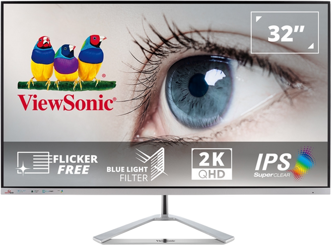 ViewSonic 優派 QHD無邊框螢幕 32吋, VX3276-2K-mhd-2, 1個, 80 cm (31.5/) viewable