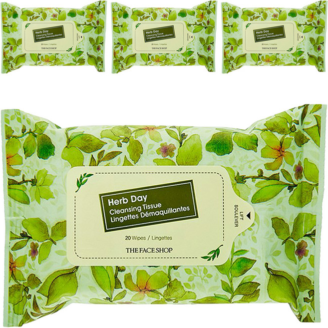 더페이스샵 허브데이 클렌징 티슈, 20매입, 4개