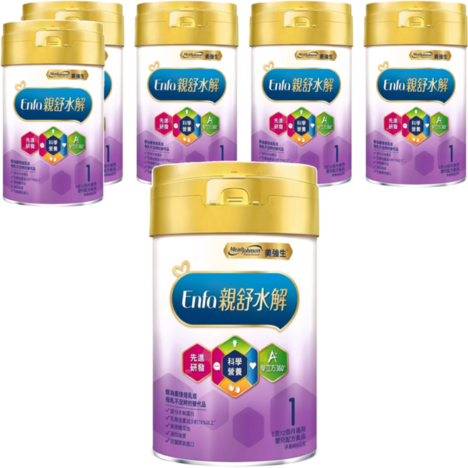 Mead Johnson 美強生 親舒部分水解1號蛋白嬰兒配方奶粉 0~12個月, 800g, 1罐, 6罐