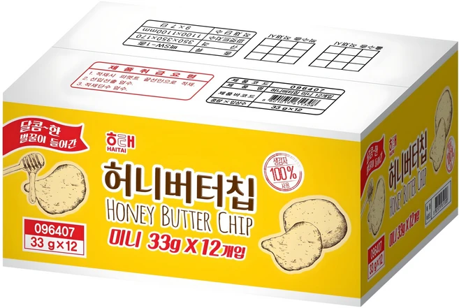 해태제과 허니버터칩, 33g, 12개 - 쿠팡
