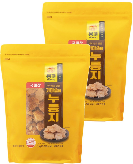 몽고식품 가마솥에 누룽지, 1kg, 2개