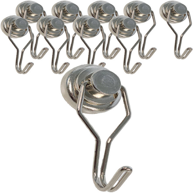 주앤지 초강력 자석 네오디움 360˚ 회전 고리자석 걸이 후크, 실버, 10개