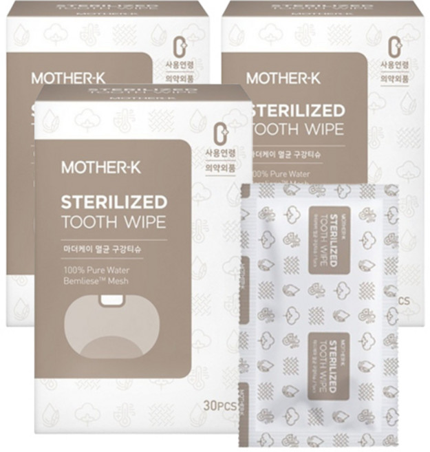 마더케이 멸균 구강티슈 30p, 120g, 30개입, 3개