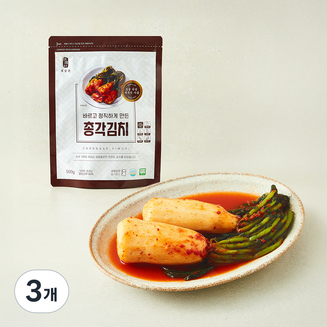 해담촌 전통식품 인증 총각김치, 500g, 3개