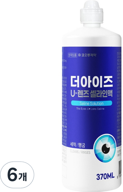 코오롱제약 더아이즈 U렌즈 셀라인액 렌즈 식염수, 6개, 370ml