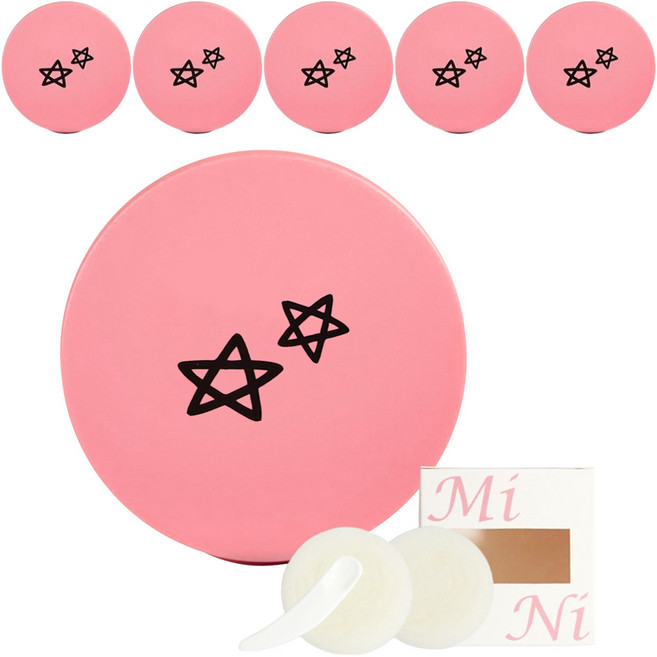 셀프천사 미니 DIY 비비 쿠션 케이스 5g, 핑크 별, 6개