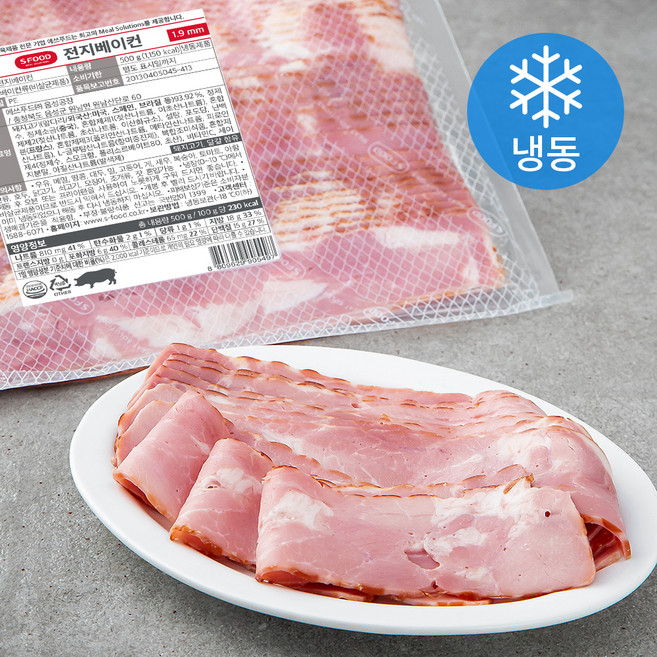 에쓰푸드 전지베이컨 1.9mm (냉동), 500g, 1개