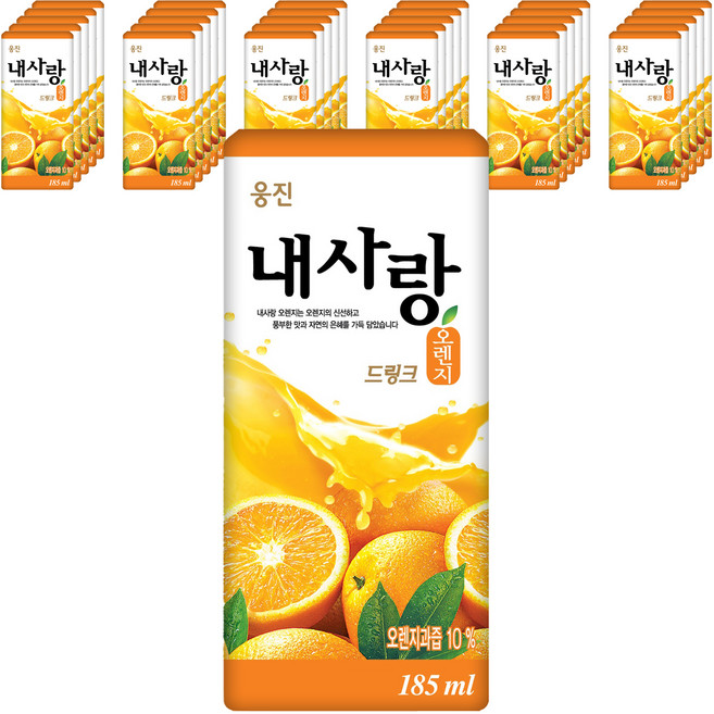 웅진 내사랑 오렌지 드링크, 185ml, 48개