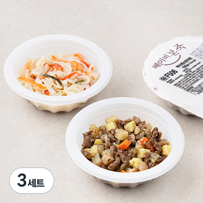 베이비본죽 반찬 뿌리 채소 한우찜 100g + 크래미 어니언 볶음 100g B세트, 200g, 3세트