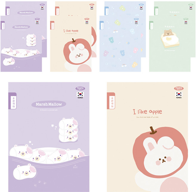 펜피아 800 초등제본 6칸 국어 노트, 랜덤발송, 10개