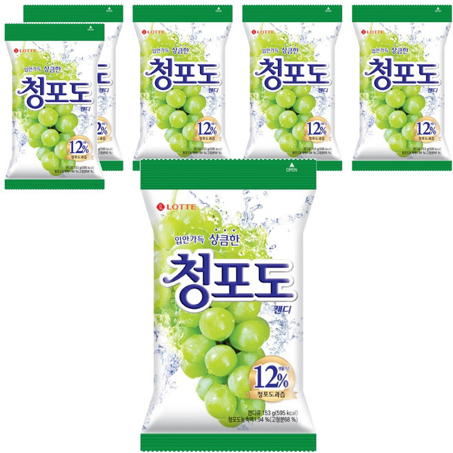 롯데웰푸드 청포도 캔디, 153g, 6개