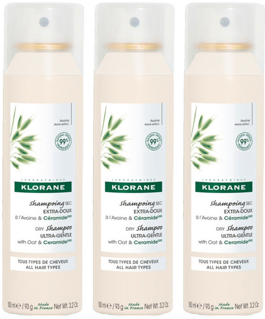 클로란 오트 앤 세라마이드 드라이 샴푸 민감 모든 두피용 오트향, 150ml, 3개