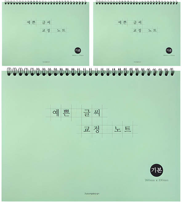 투영디자인 예쁜 글씨 교정 노트, 민트그린, 3개