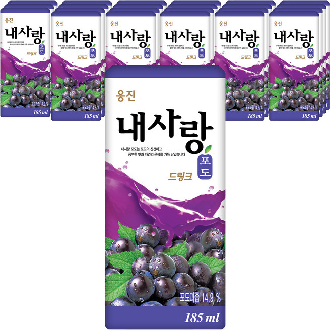 웅진 내사랑 포도주스 드링크팩, 185ml, 24개