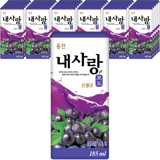 웅진 내사랑 포도주스 드링크팩, 185ml, 48개