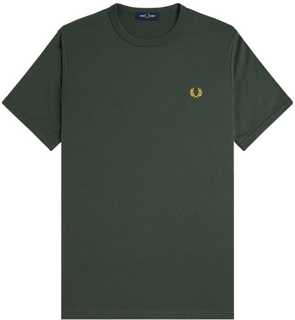 FRED PERRY 男女通用 短袖 滾邊 T恤 M3519, CourtGreen