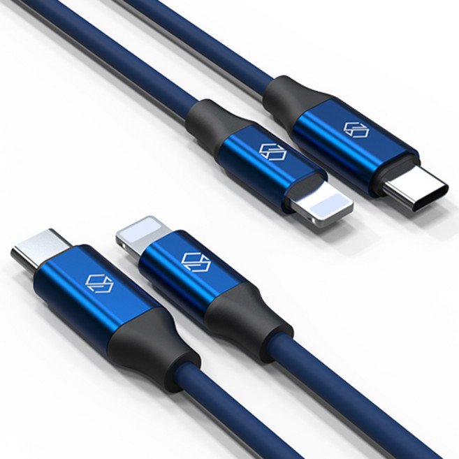 SINJIMORU 快速充電線, 1m, 藍色, 2條