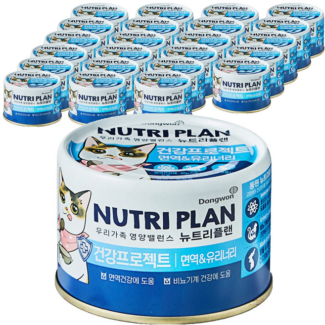 동원뉴트리플랜 고양이 뽀짜툰 건강 프로젝트 간식캔, 가다랑어, 160g, 24개