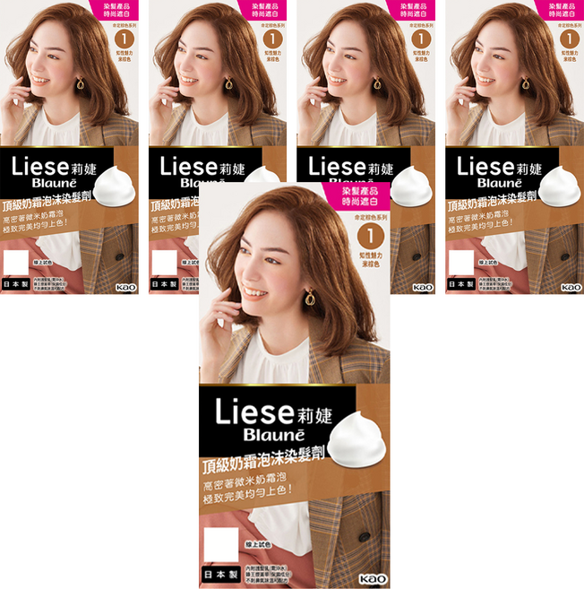 Liese 莉婕 頂級奶霜泡沫染髮劑, 1 知性魅力米棕, 5盒