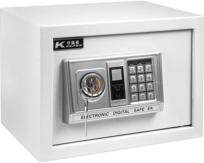 KEEPER SAFE BOX 守護者保險箱 25EAK 密碼+鑰匙 雙鑰匙款, 白色