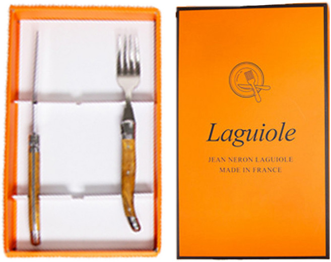 장네론 라귀올 디너 선물패키지 세트, 마블브라운, 포크 + 나이프, 1세트