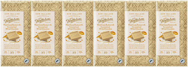 휘태커스 웨스트코스트 버터밀크 카라멜 화이트초콜릿, 100g, 6개