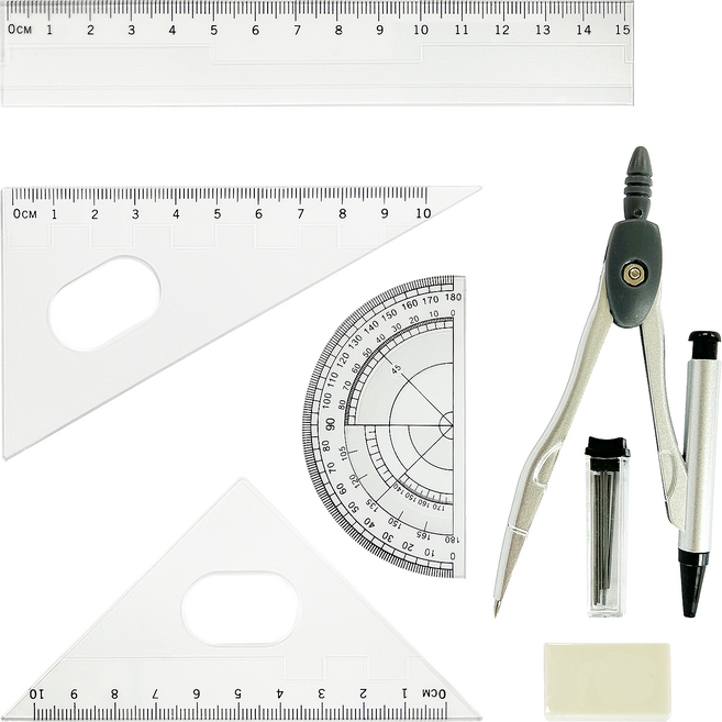 바코젤 제도용 컴퍼스 + 각도기 세트, 1세트