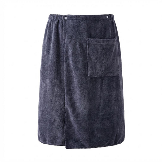 인아트 남성용 짧은 샤워 타올 가운 70 x 140 cm, 회색, 1개