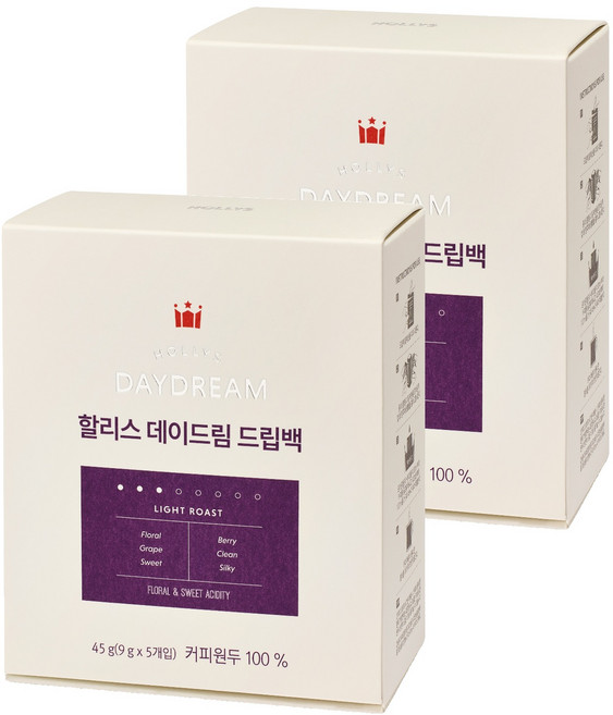 HOLLYS DAYDREAM濾掛式咖啡, 9g, 5包, 2盒