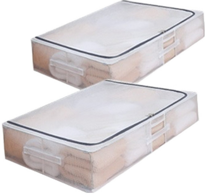 디오셀 다용도 틈새수납 언더베드 리빙박스 중형, 화이트, 2개