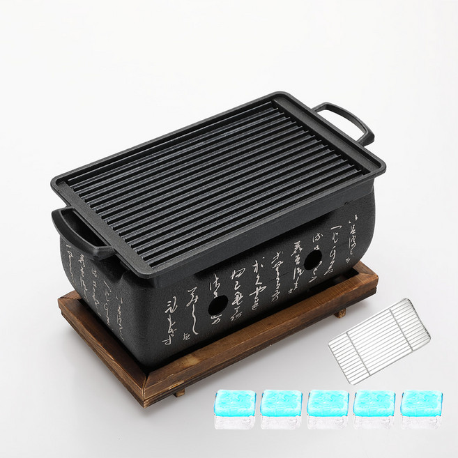 뉴비아 듀얼와이드 미니화로 NEWVIA-MB2000 + 에탄올고체연료 30g x 5p 세트, 24 x 13 x 1.5 cm, 1세트