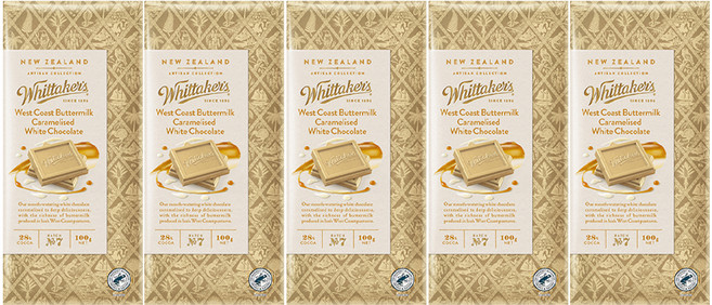 휘태커스 웨스트코스트 버터밀크 카라멜 화이트초콜릿, 100g, 5개