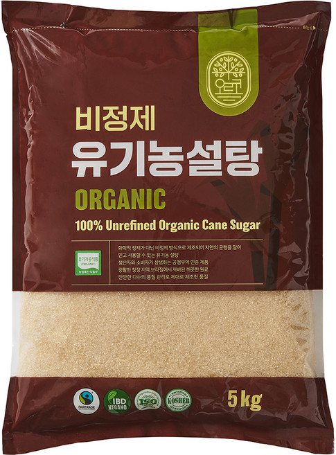 오르코 비정제 유기농 설탕, 1개, 5kg