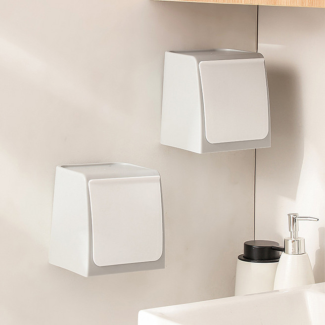 MF스토어 무타공 다용도 클린 포켓 원터치 화장실 면봉 생리대 화장솜 화장대 보관함, 그레이, 4개