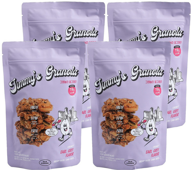 지미스그래놀라 얼그레이, 150g, 4개