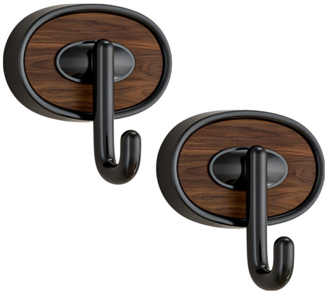 한봄누리 우드 벽 부착식 1구 후크, 블랙, 2개