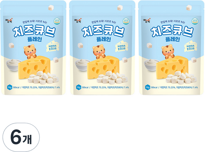 Jjangjuk 原味起司塊, 16g, 起司味, 6包