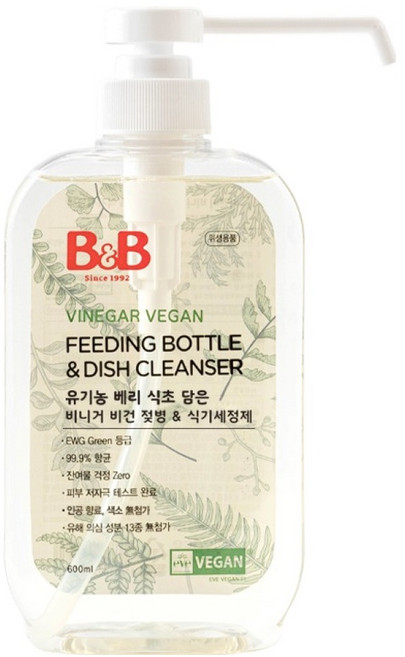 비앤비 베리 식초 담은 비건 젖병 & 식기 세정제 용기형, 1개, 600ml