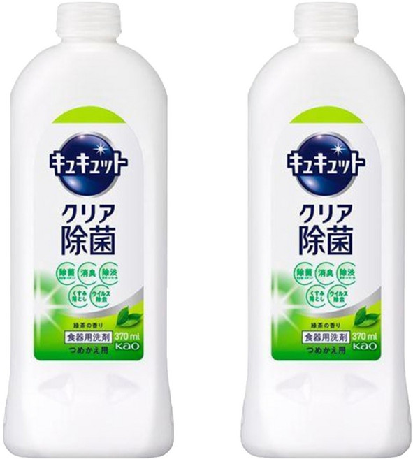 Kao 花王 Cucute 珂珂透 除菌洗碗精補充瓶 綠茶香, 370ml, 2瓶