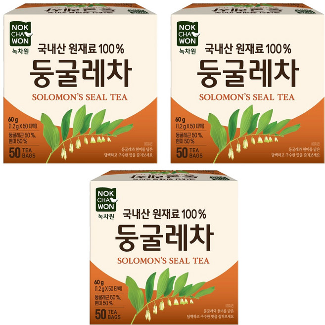 녹차원 국내산 둥굴레차, 1.2g, 50개입, 3개